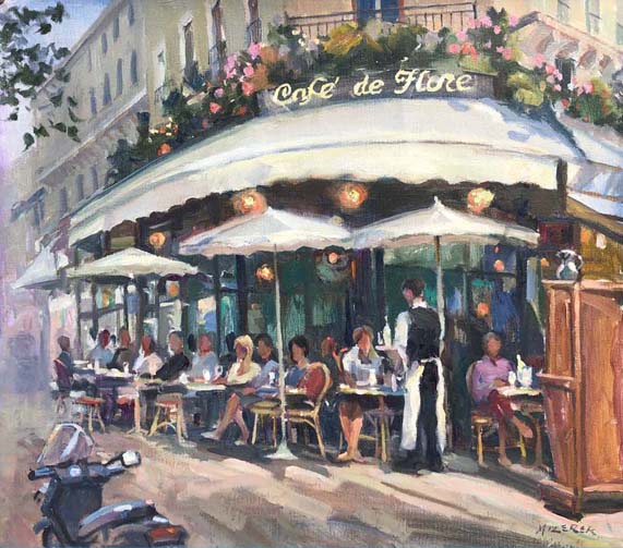 Cafe De Flore Afternoon 18×20 – Leonard Mizerek – Marine Artist