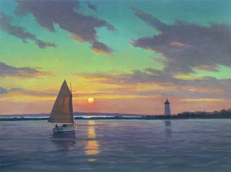 Sunset Sail Edgartown 18x24