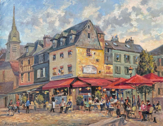 Cafe Life In Honfleur Harbor 16x20