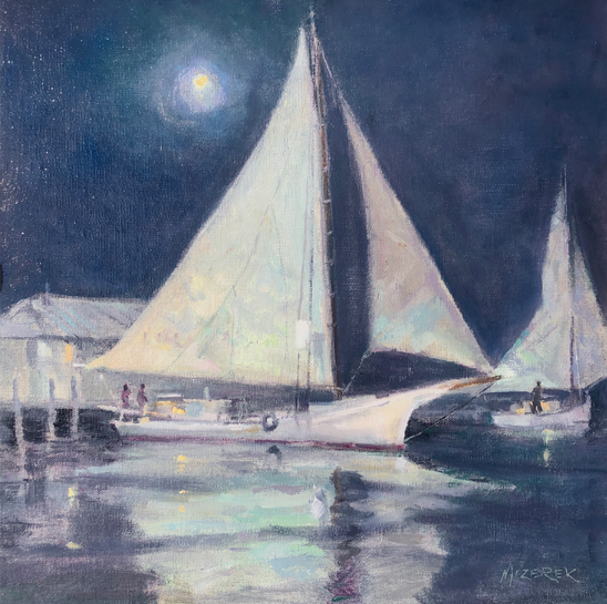 Skipjacks In Moonlight 12x12