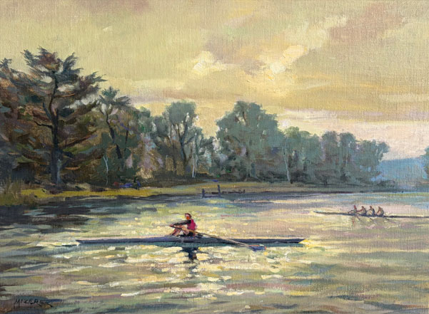 Rowing At Dawn 12x16