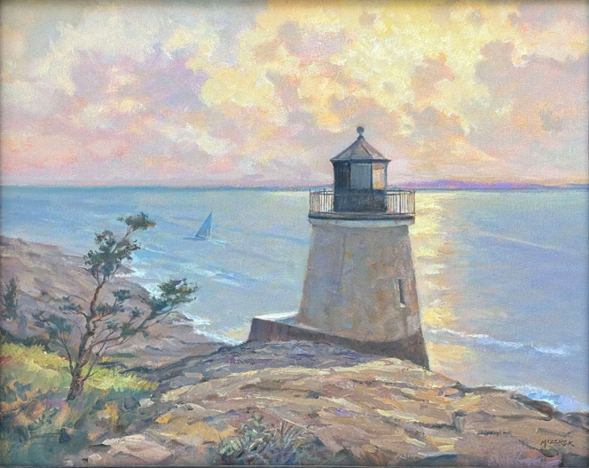 Sunset At Castle Hill Light 16x20
